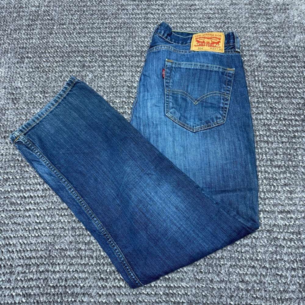 Levis 514 Mens‎ Straight Fit Jeans Size 34x30 Medium Wash Blue Denim
